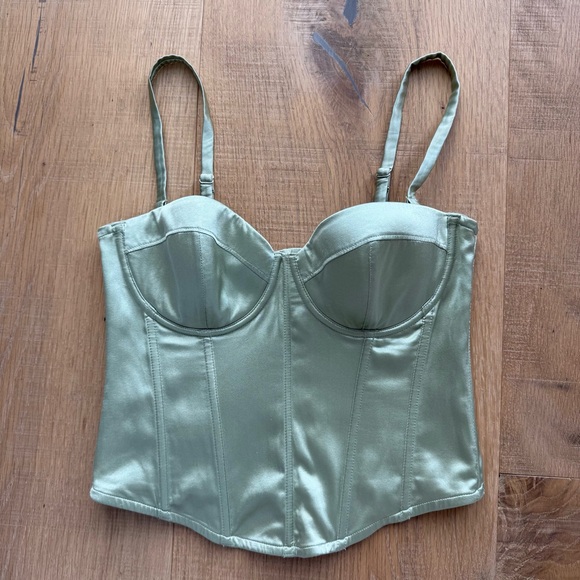 Fleur du Mal NEW NWT Sage Green Silk Hamptons Bustier Top - Picture 10 of 16
